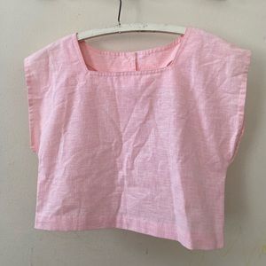 Pale Pink 1960s Boxy Crop Top